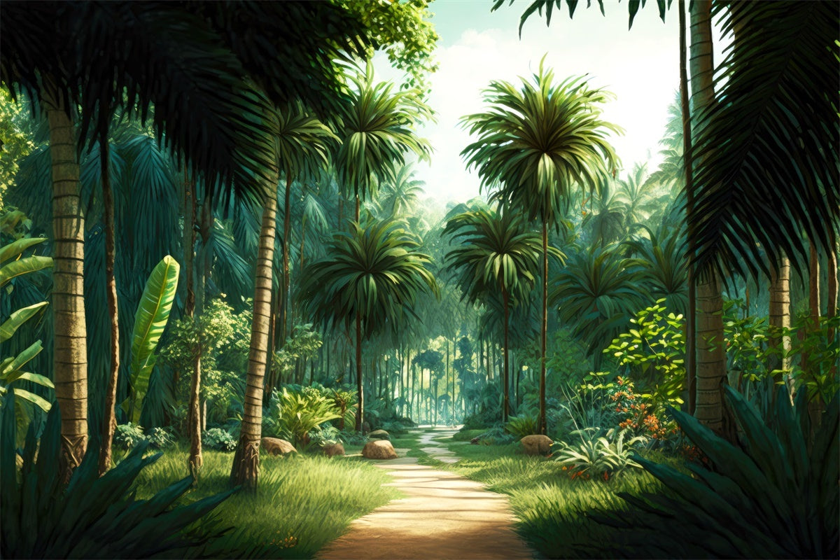 Tropical Photo Backdrop Tropical Jungle Trail Summer Backdrop UK GTY3-289