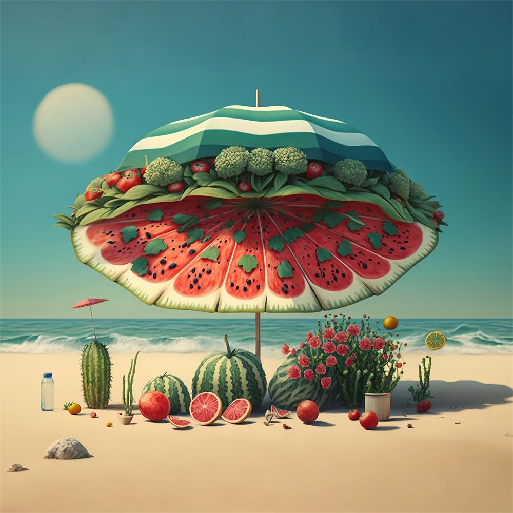 Summer Backdrops Watermelon Umbrella Fruit Beach Summer Backdrop UK GTY3-290