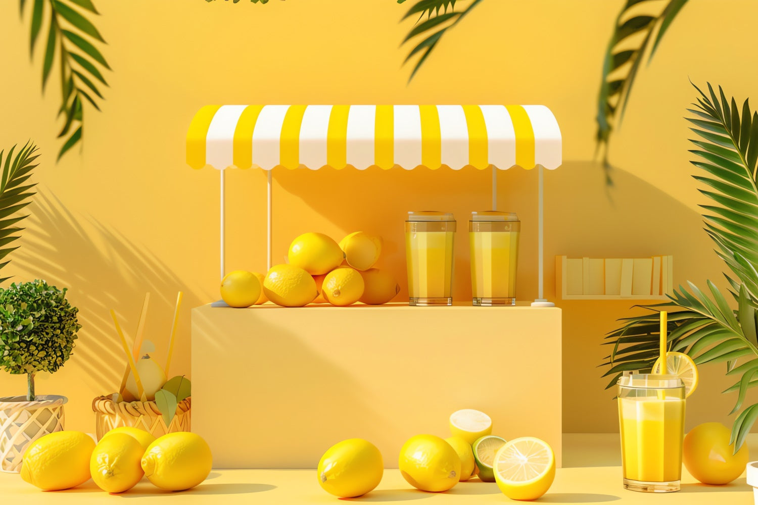 Lemon Backdrop Fresh Lemonade Yellow Stand Summer Backdrop UK GTY3-295