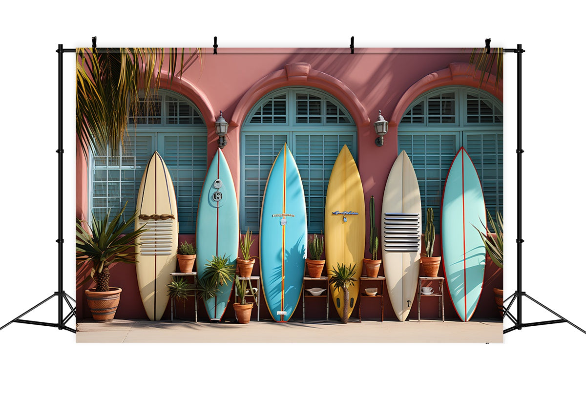 Summer Photo Backdrop Colorful Surfboards Display Backdrop UK GTY3-298