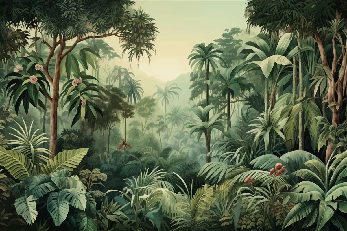 Tropical Backdrop Tropical Jungle Green Leaves Summer Backdrop UK GTY3-301
