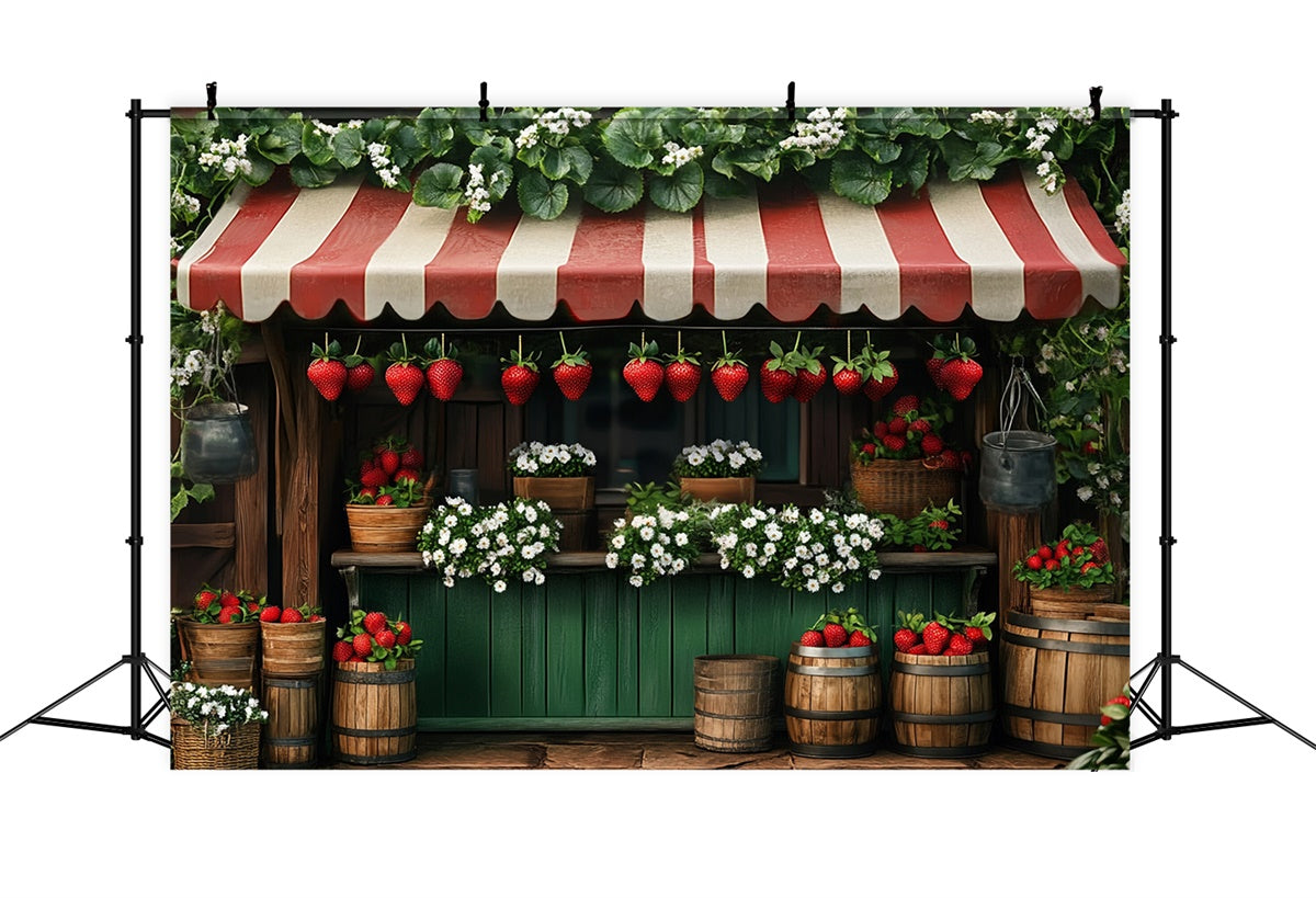 Summer Backdrops Strawberry Stand Red Canopy Backdrop UK GTY3-375