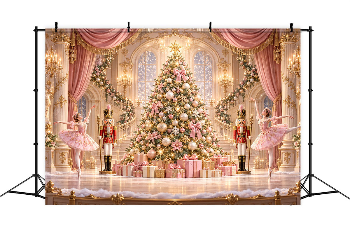 Nutcracker Photo Backdrop Pink Ballet Ballroom Stage Photography Backdrops Christmas UK HQ610-173