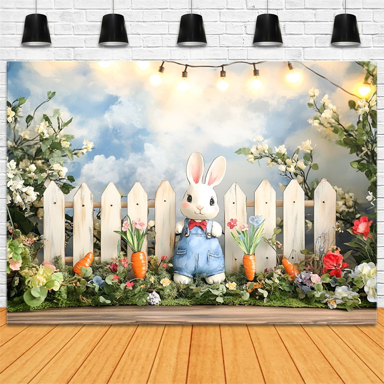 Spring Photo Backdrop Bunny Floral Carrot Scene Backdrop UK LXX1-101