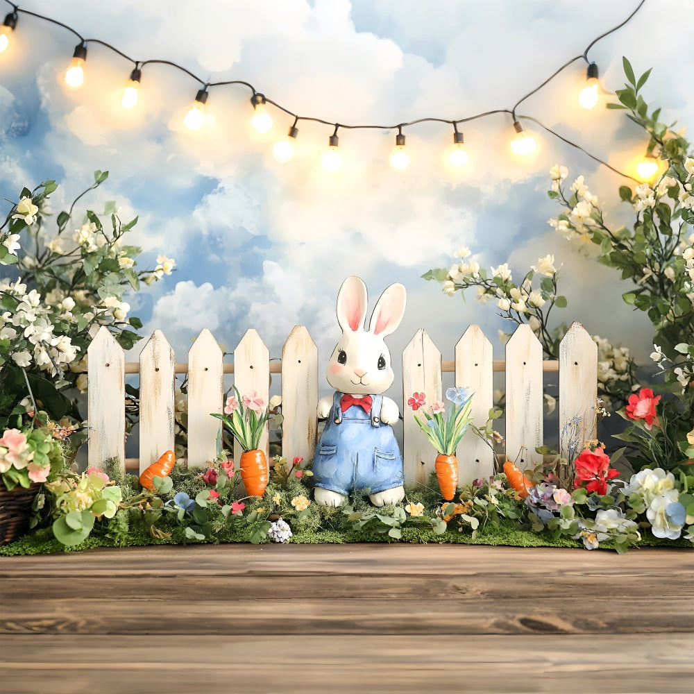 Spring Photo Backdrop Bunny Floral Carrot Scene Backdrop UK LXX1-101