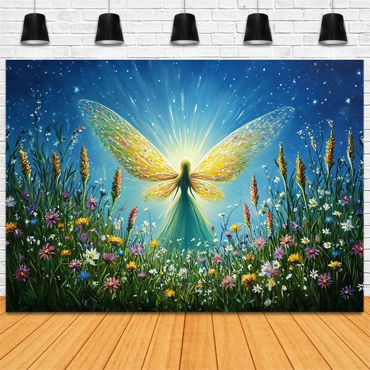 Spring Picture Backdrop Starry Fairy Blooming Field Backdrop UK LXX1-11