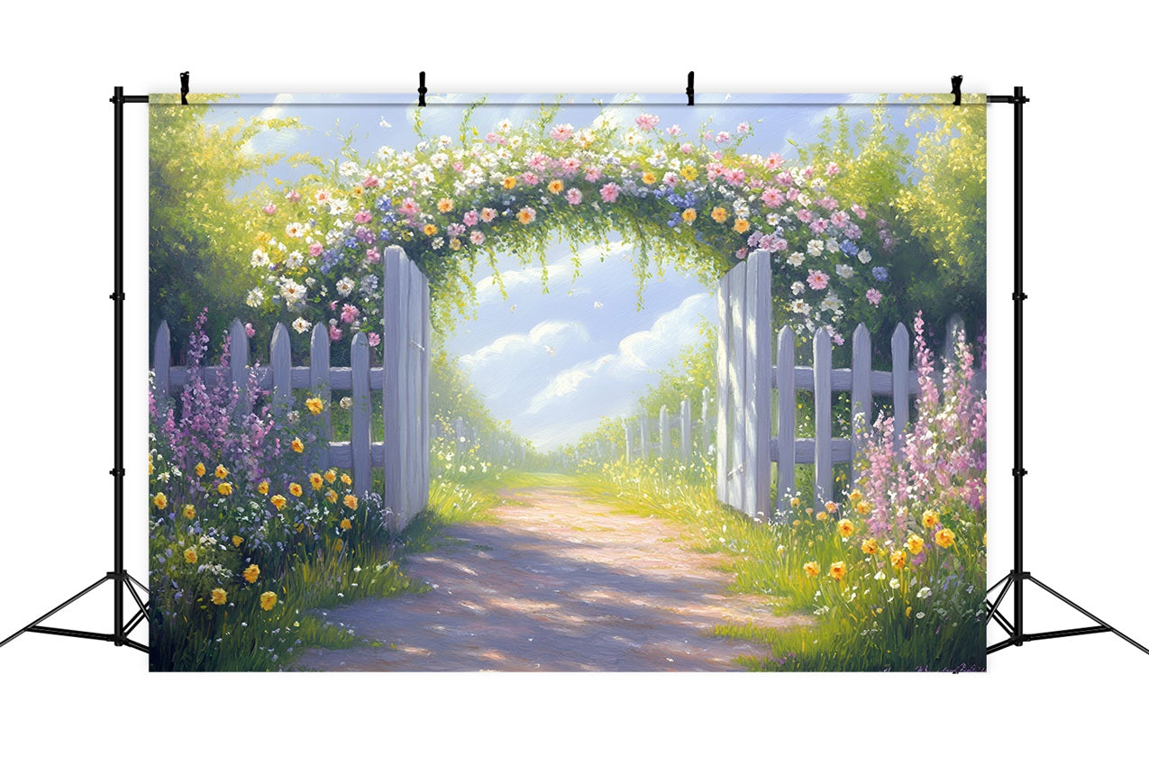 Backdrop Spring Sunny Floral Arch Garden Path Backdrop UK LXX1-110