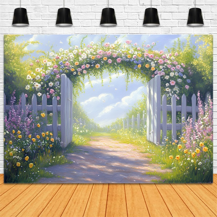 Backdrop Spring Sunny Floral Arch Garden Path Backdrop UK LXX1-110