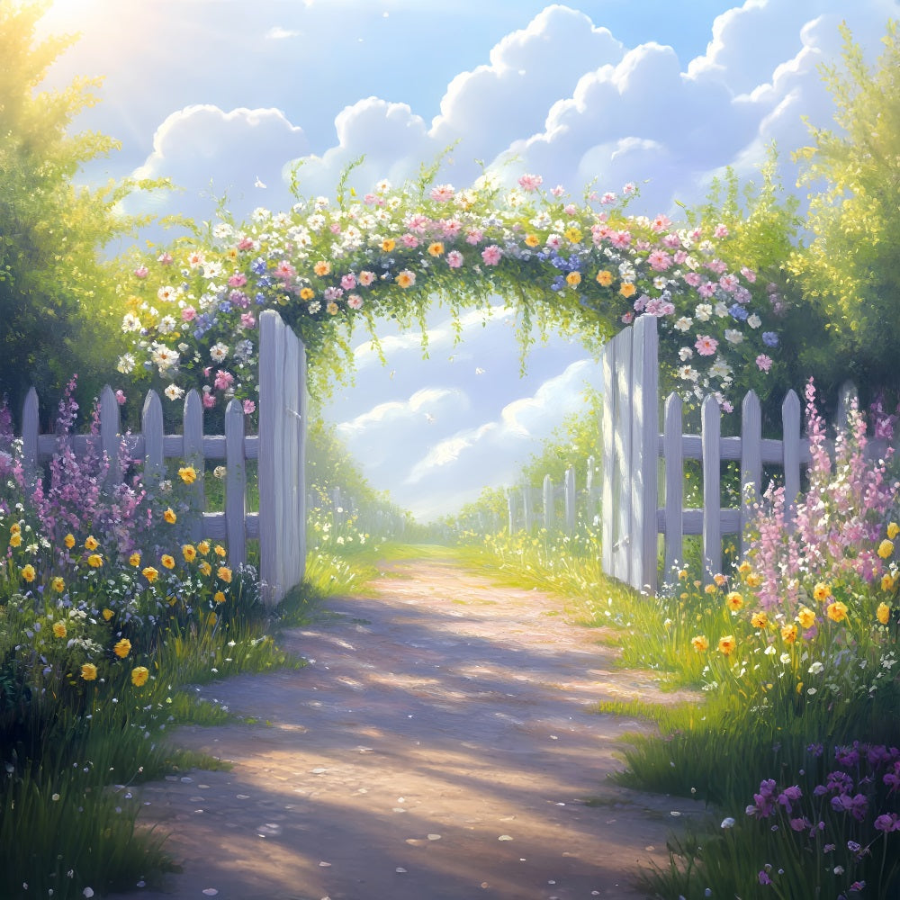 Backdrop Spring Sunny Floral Arch Garden Path Backdrop UK LXX1-110