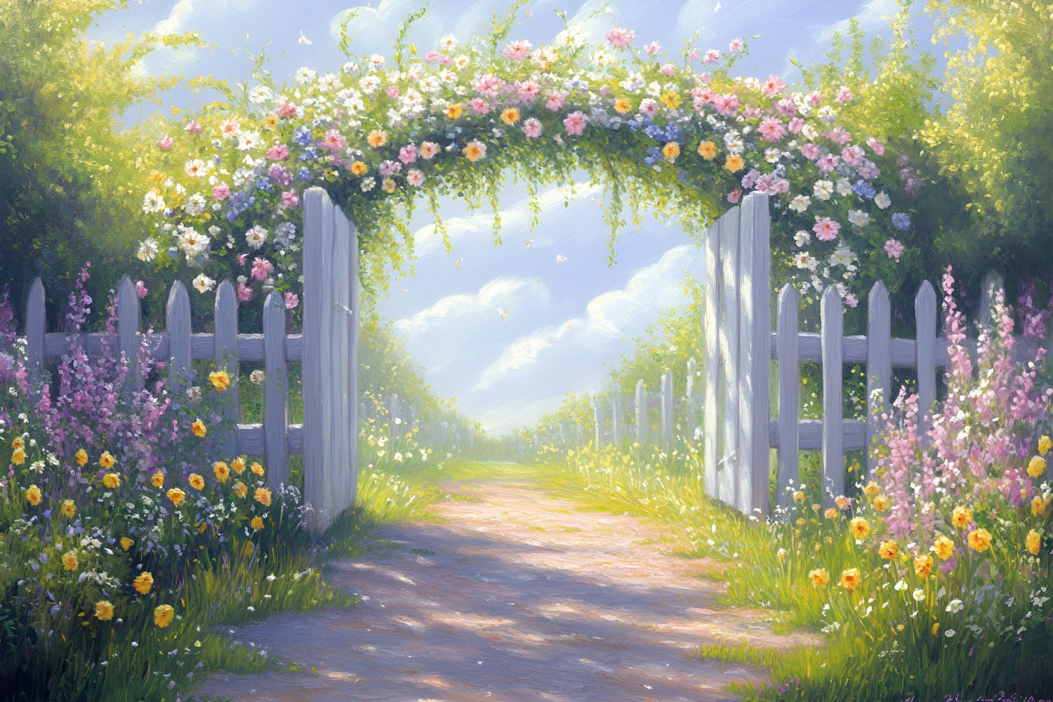 Backdrop Spring Sunny Floral Arch Garden Path Backdrop UK LXX1-110