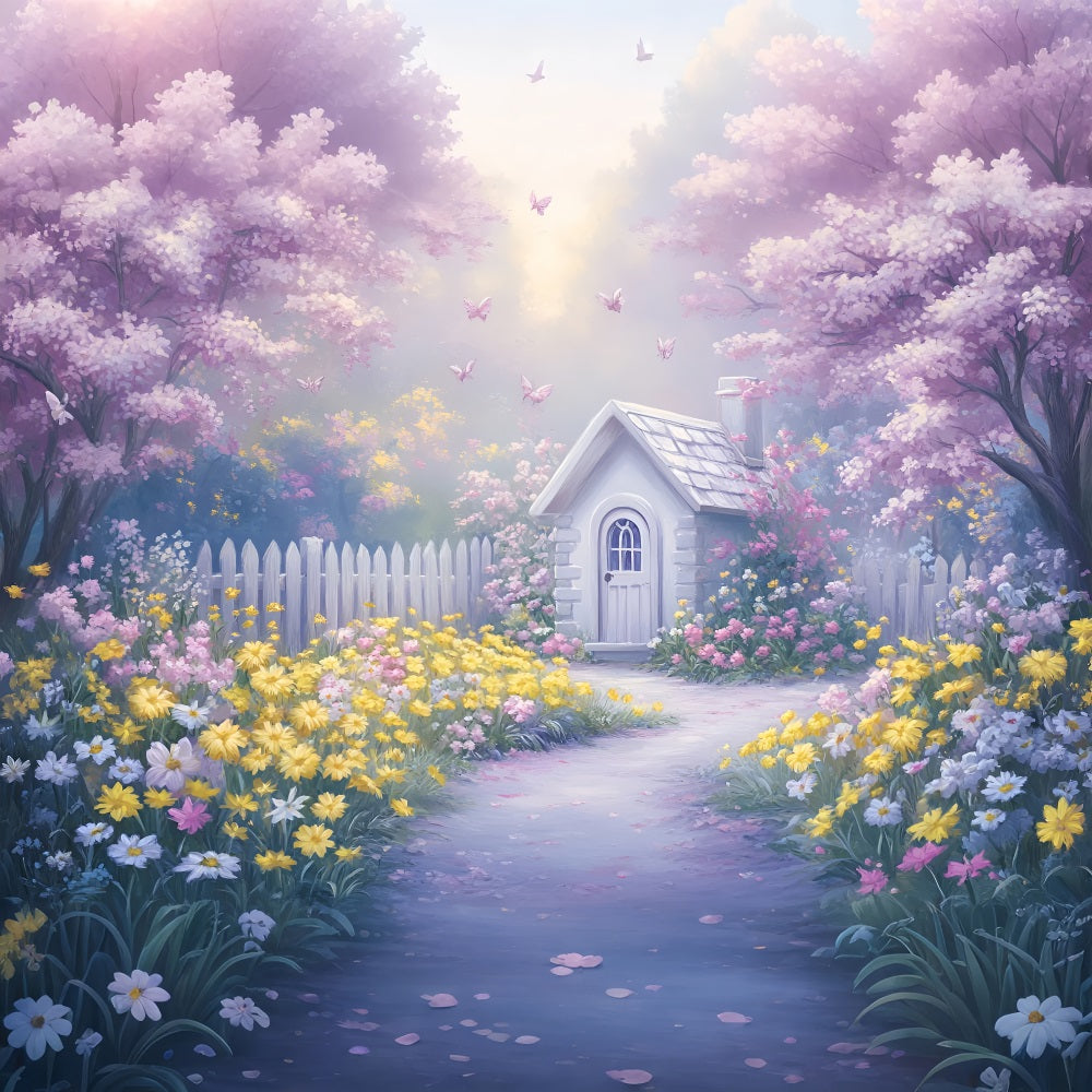 Spring Backdrop Pictures Vibrant Floral Pathway Cottage Backdrop UK LXX1-113