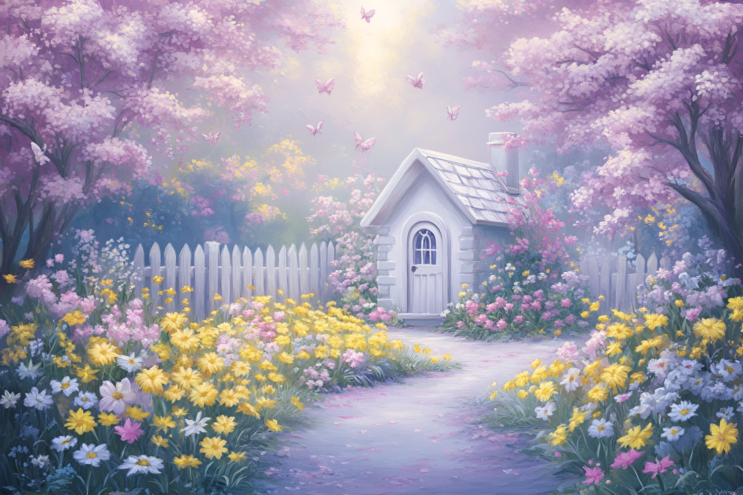 Spring Backdrop Pictures Vibrant Floral Pathway Cottage Backdrop UK LXX1-113