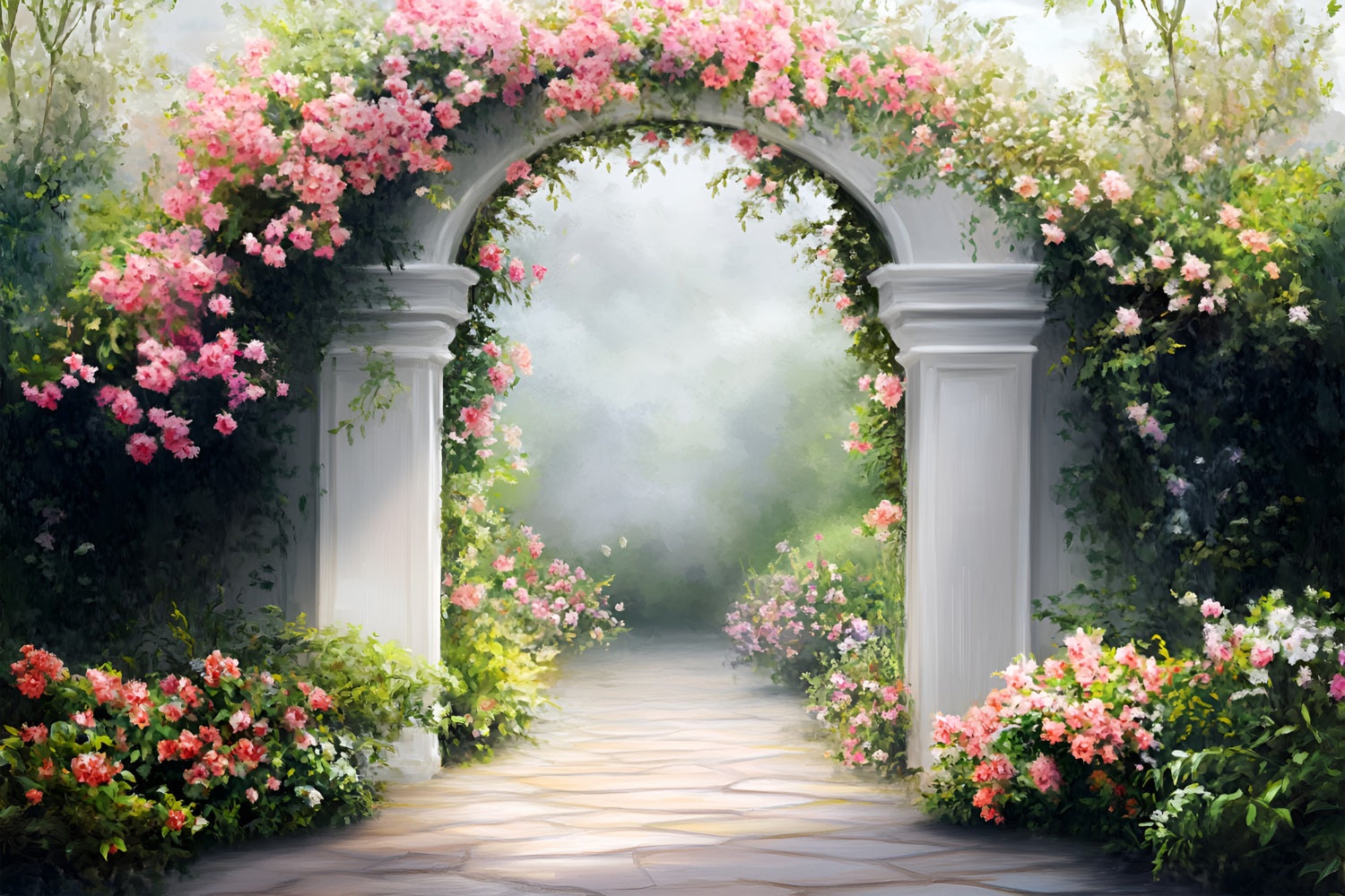 Photography Spring Backdrops Dreamy Arch Covered Roses Backdrop UK LXX1-115