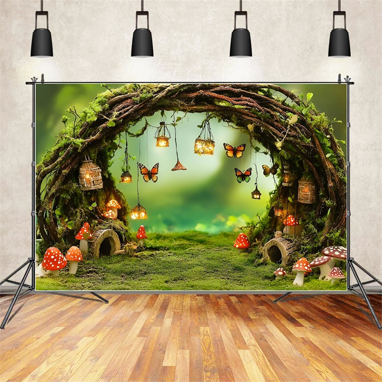 Spring Picture Backdrops Fairy Woodland Scene Mushrooms Backdrop UK LXX1-116