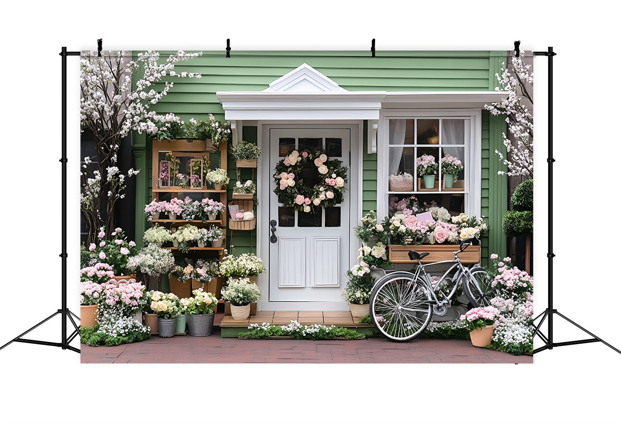 Spring Backdrops Pictures Green House Blooming Flowers Backdrop UK LXX1-118