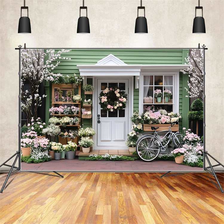 Spring Backdrops Pictures Green House Blooming Flowers Backdrop UK LXX1-118