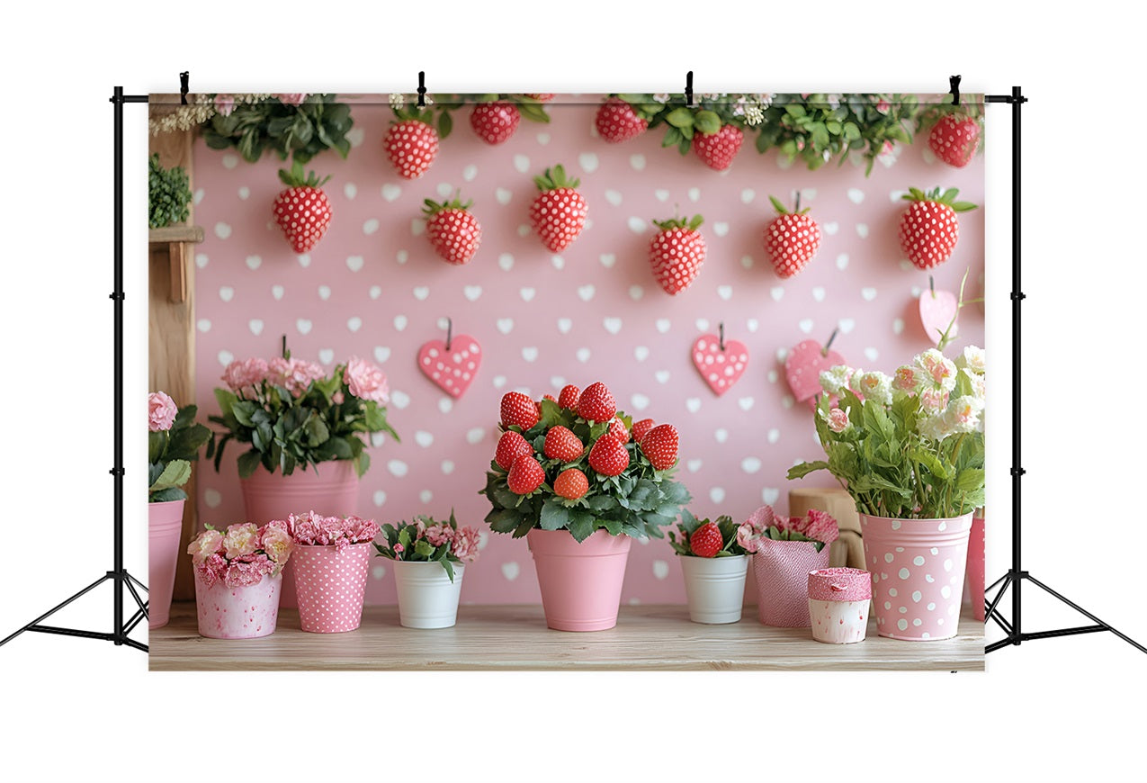 Spring Backdrops Photography Heart Strawberry Wall Decor Backdrop UK LXX1-120