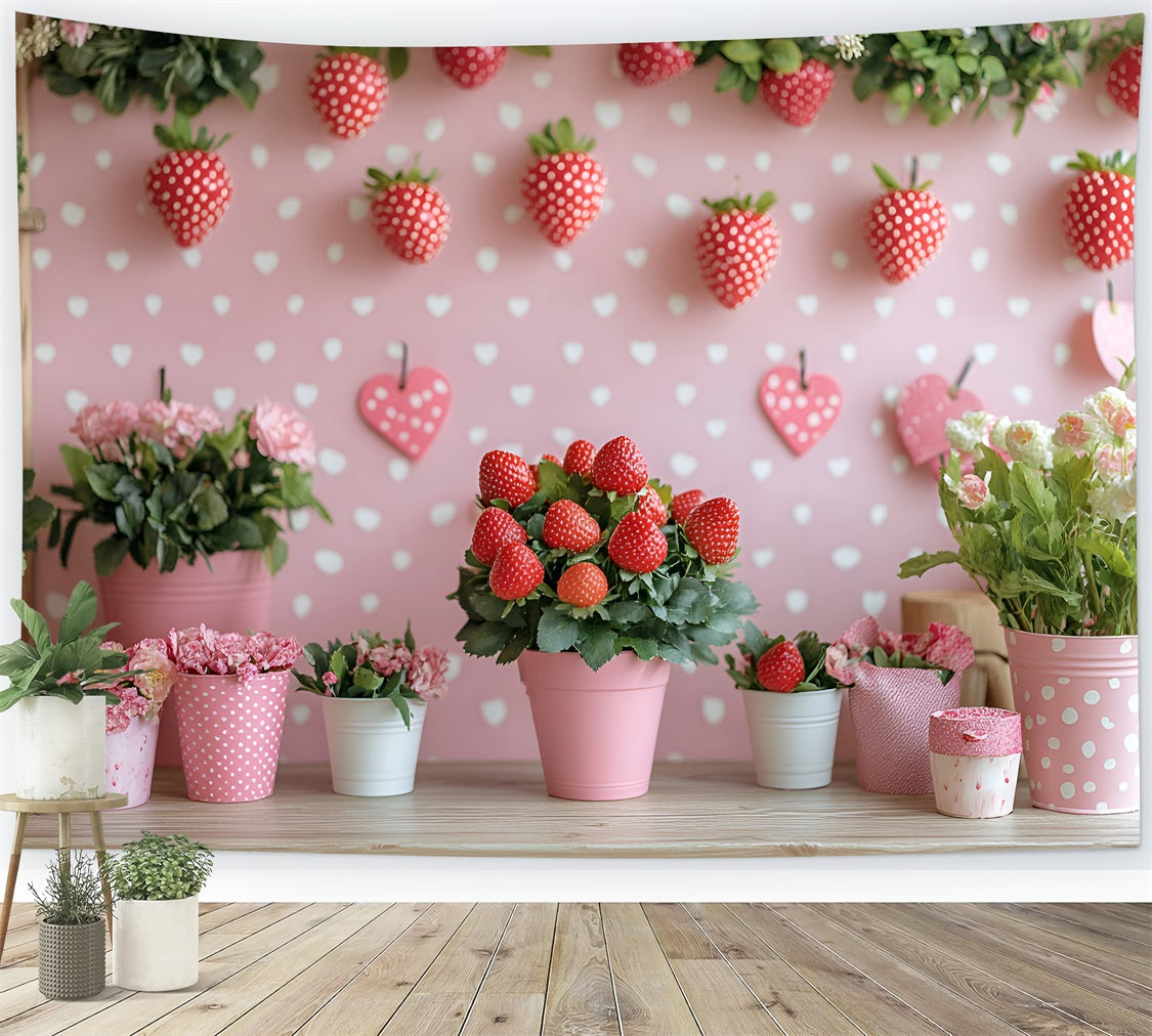 Spring Backdrops Photography Heart Strawberry Wall Decor Backdrop UK LXX1-120