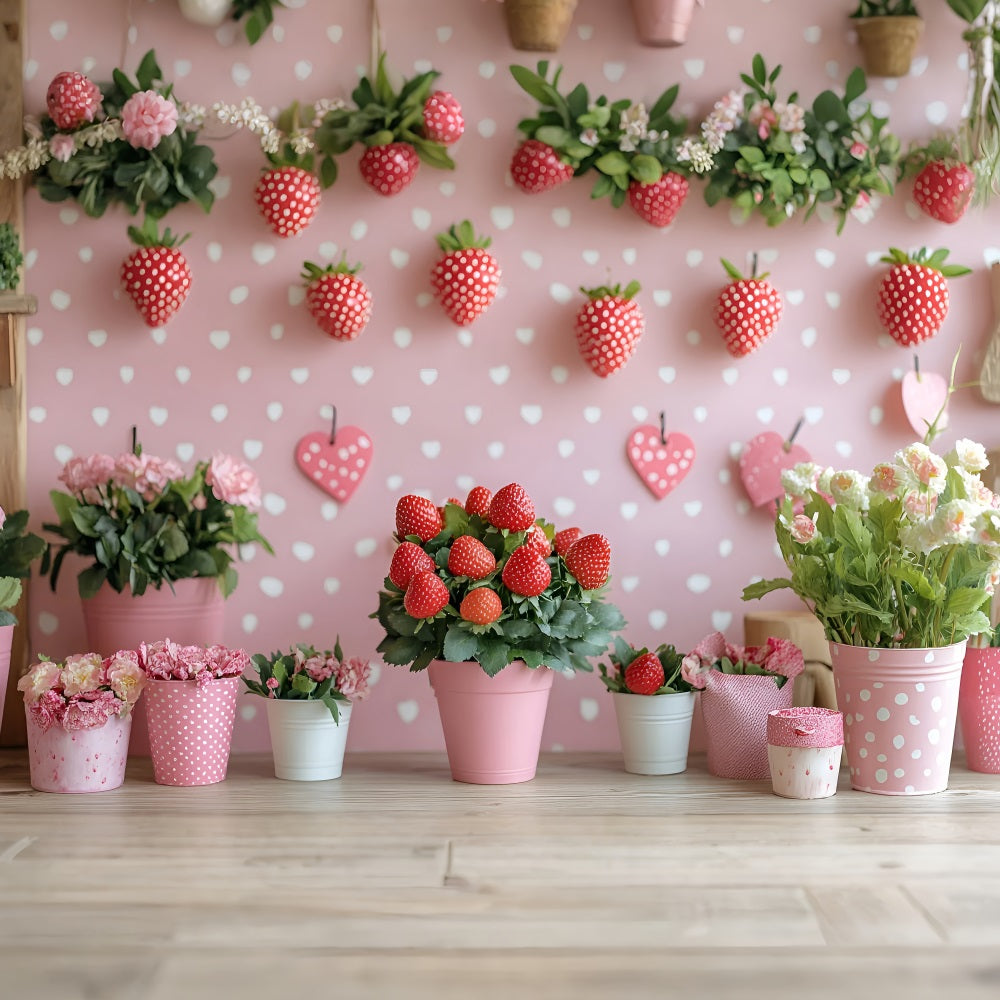 Spring Backdrops Photography Heart Strawberry Wall Decor Backdrop UK LXX1-120