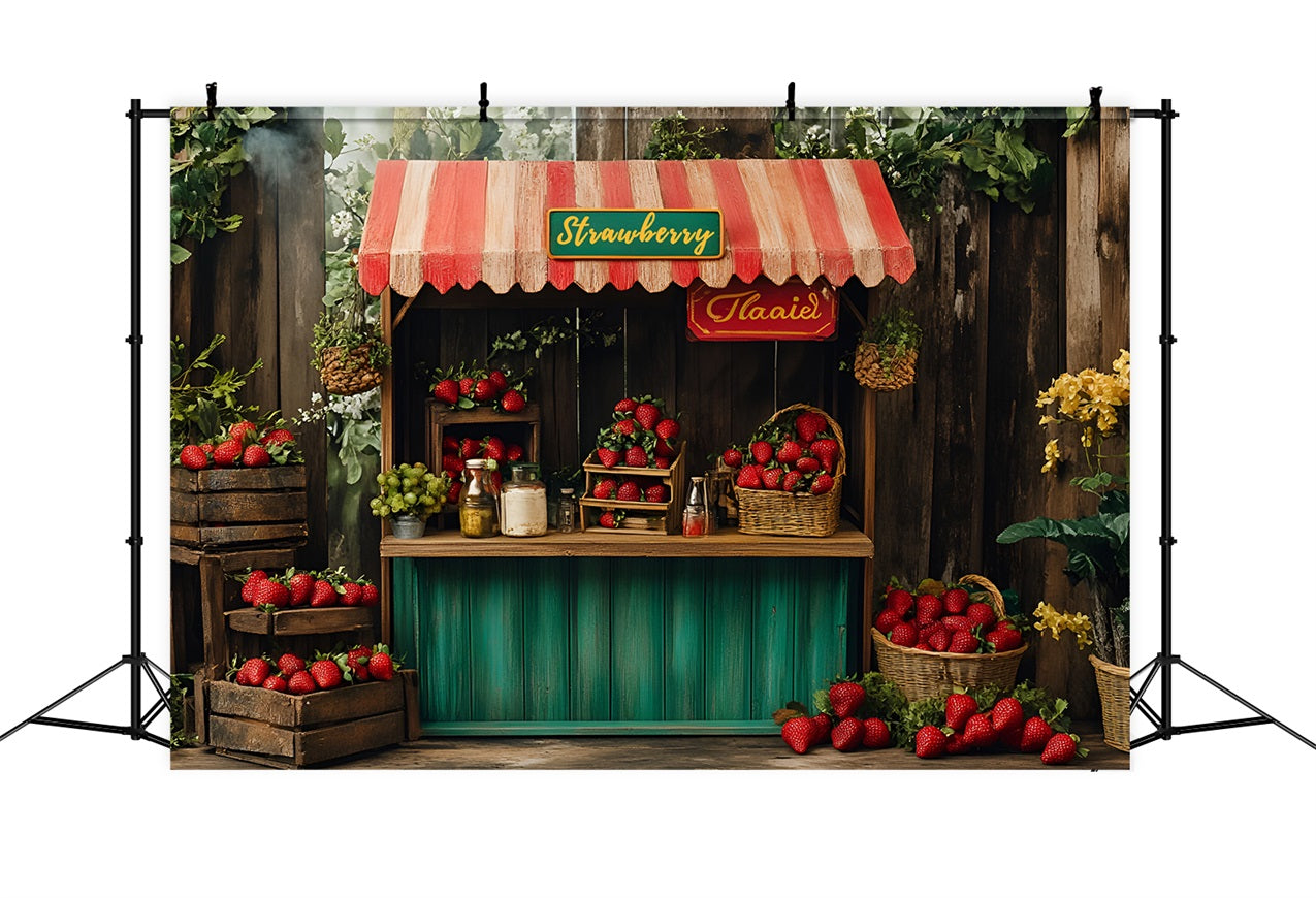 Spring Backdrops Picked Strawberries Market Scene Backdrop UK LXX1-121