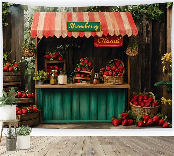 Spring Backdrops Picked Strawberries Market Scene Backdrop UK LXX1-121