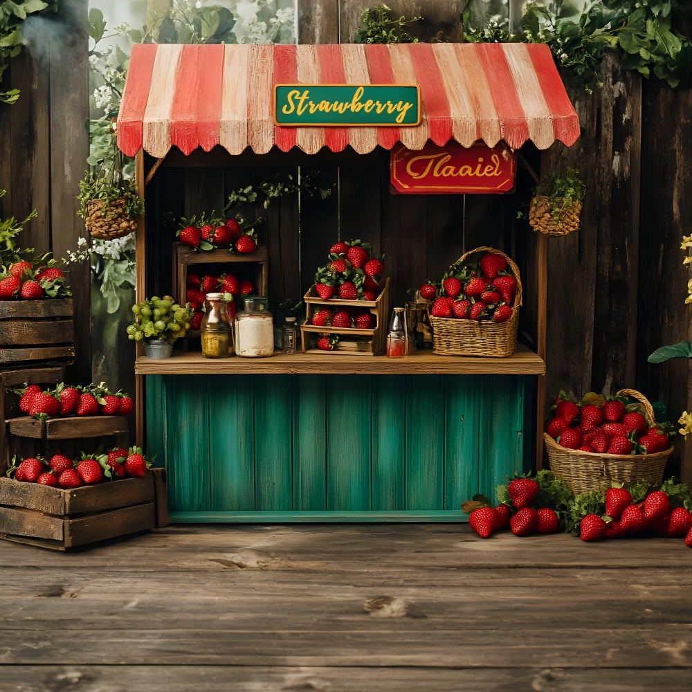 Spring Backdrops Picked Strawberries Market Scene Backdrop UK LXX1-121