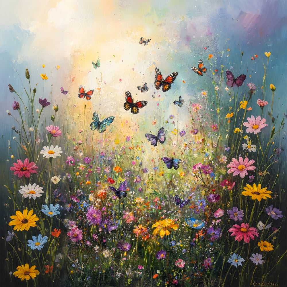 Photo Backdrop Spring ildflower Butterfly Field Backdrop UK LXX1-122