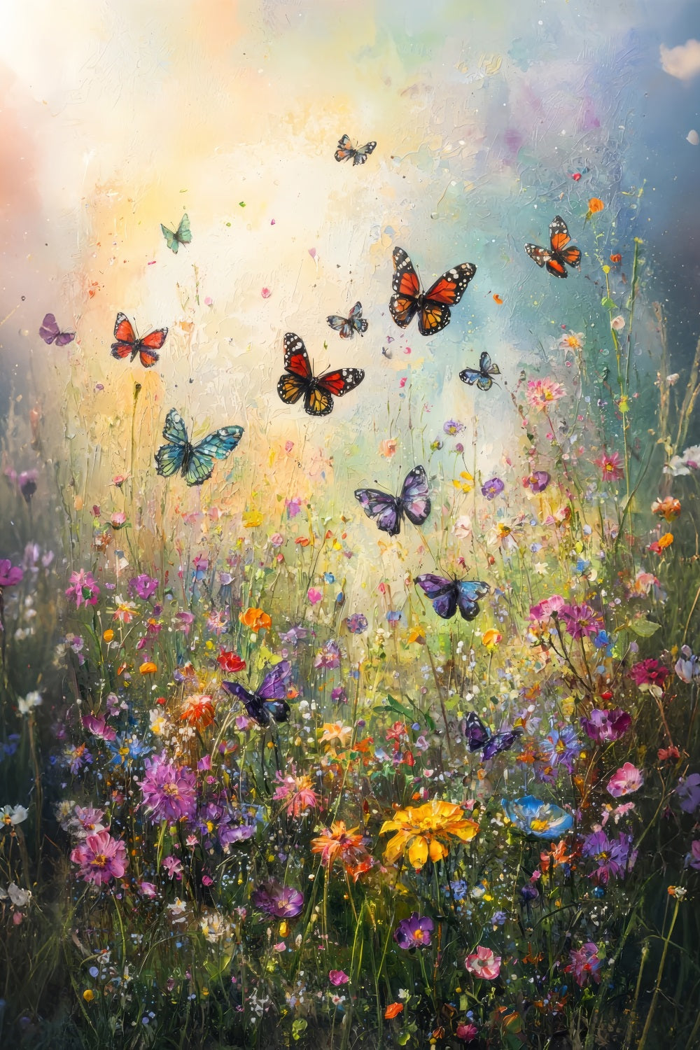 Photo Backdrop Spring ildflower Butterfly Field Backdrop UK LXX1-122