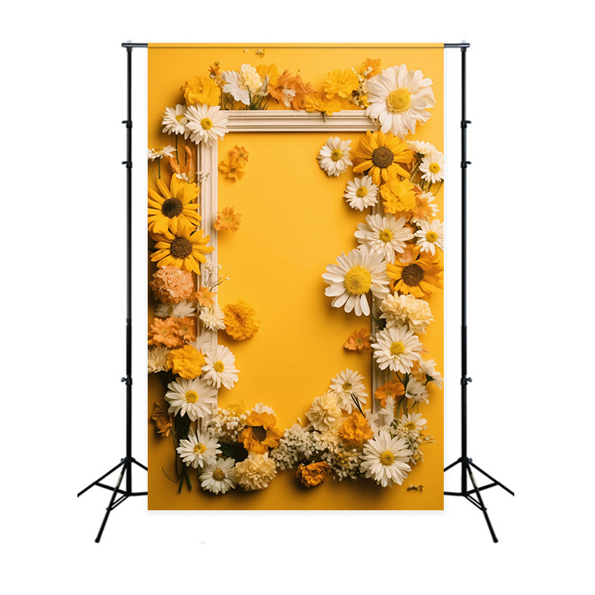 Springtime Backdrops Yellow Daisy Frame Design Backdrop UK LXX1-124