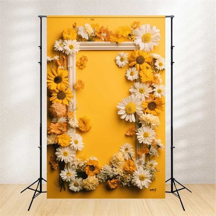 Springtime Backdrops Yellow Daisy Frame Design Backdrop UK LXX1-124