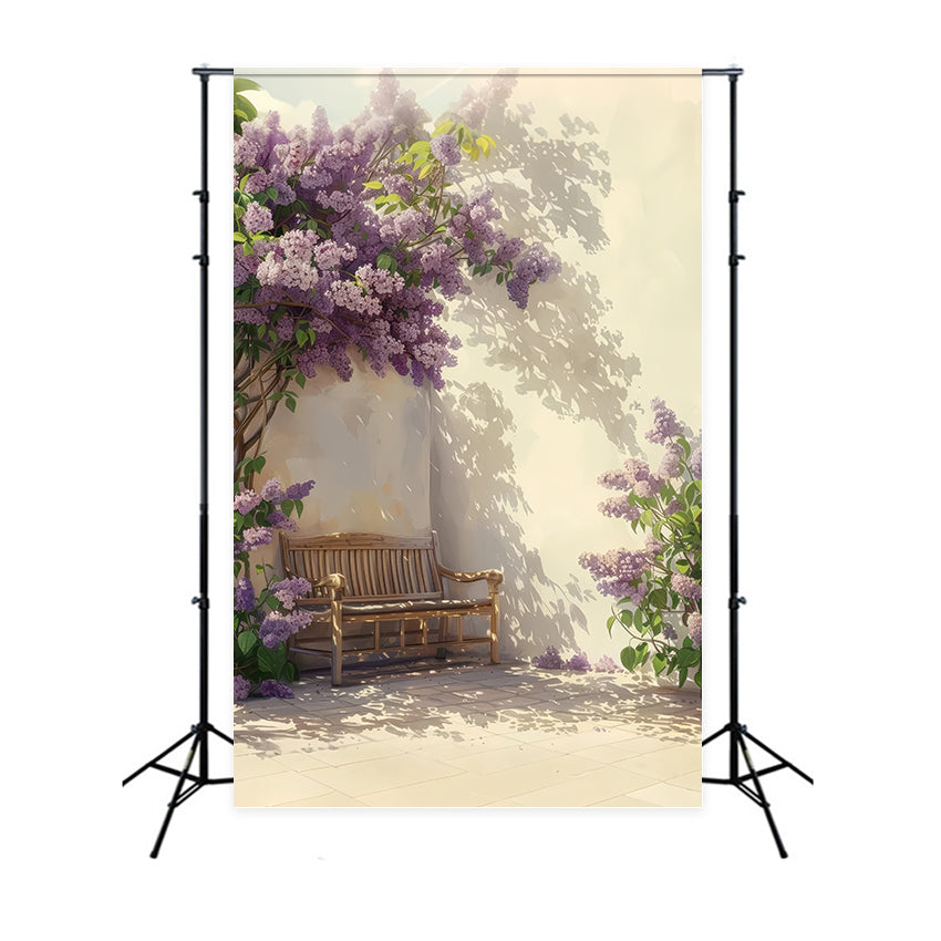 Backdrops Spring Elegant Lilac Bench Wall Background UK LXX1-126