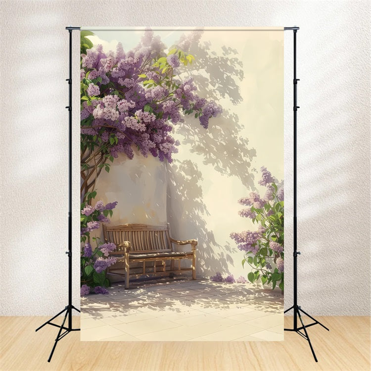 Backdrops Spring Elegant Lilac Bench Wall Background UK LXX1-126