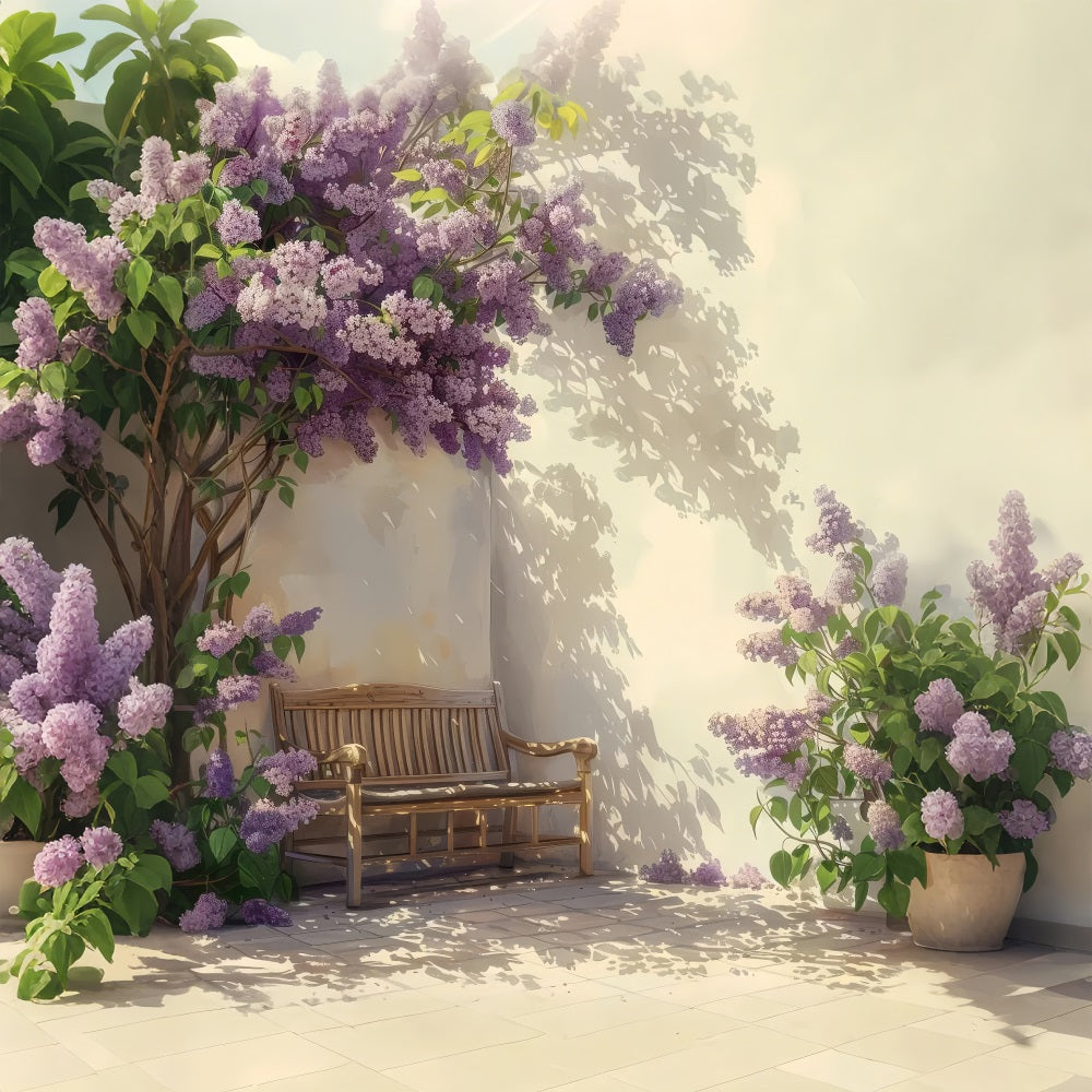 Backdrops Spring Elegant Lilac Bench Wall Background UK LXX1-126