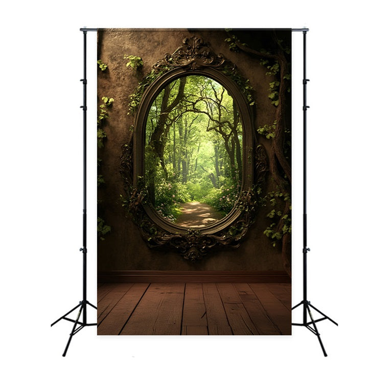 Backdrop Spring Forest Tunnel Wooden Floor Backdrop UK LXX1-130