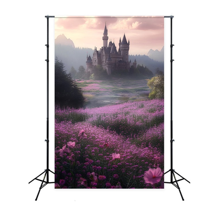 Spring Backdrop Flowers Castle Lavender Meadows Backdrop UK LXX1-135