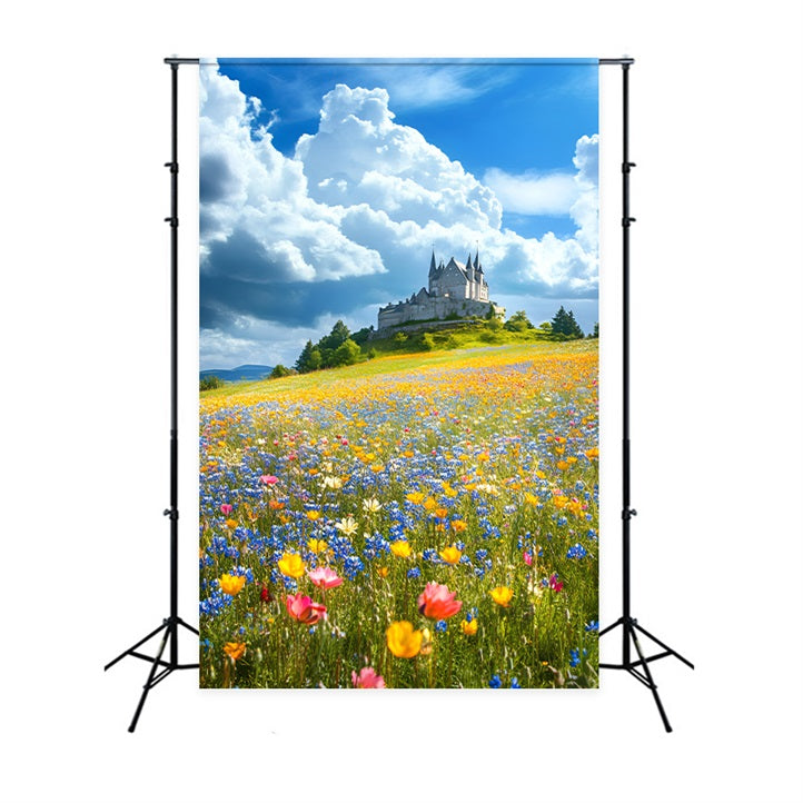 Spring Photography Backdrop Castle Floral Landscape Backdrop UK LXX1-136