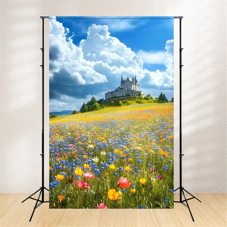 Spring Photography Backdrop Castle Floral Landscape Backdrop UK LXX1-136