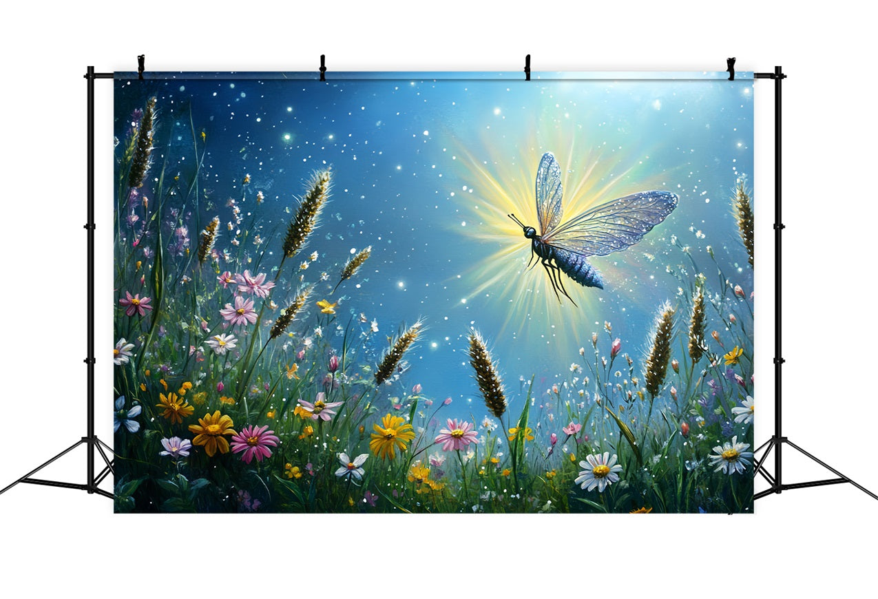 Spring Backdrops Ideas Illuminated Dragonfly Blooming Flowers Backdrop UK LXX1-14