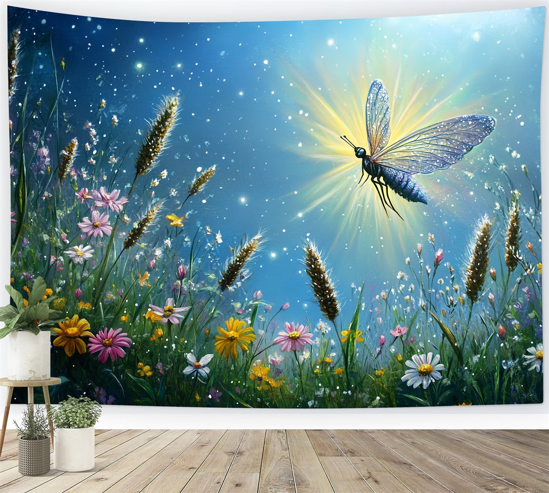 Spring Backdrops Ideas Illuminated Dragonfly Blooming Flowers Backdrop UK LXX1-14