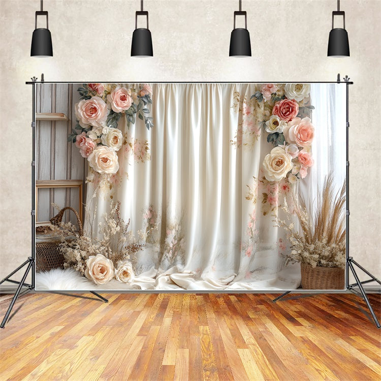 Spring Backdrop Pastoral Rose-Inspired Wedding Curtain Backdrop UK LXX1-143