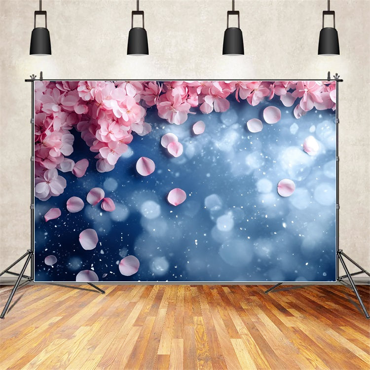 Spring Photo Backdrops Pink Petals Blue Glow Backdrop UK LXX1-145