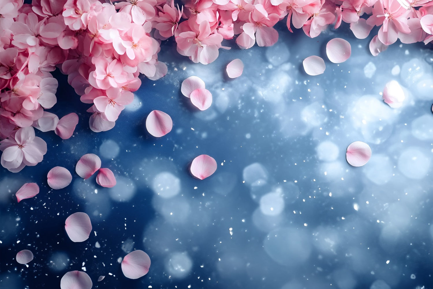 Spring Photo Backdrops Pink Petals Blue Glow Backdrop UK LXX1-145