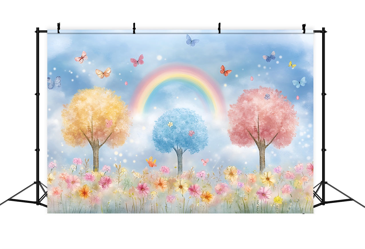 Spring Backdrops Rainbow Pastel Flowers Scene Backdrop UK LXX1-148