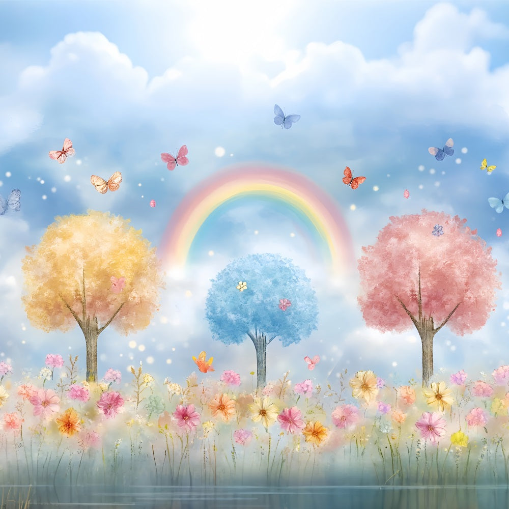 Spring Backdrops Rainbow Pastel Flowers Scene Backdrop UK LXX1-148