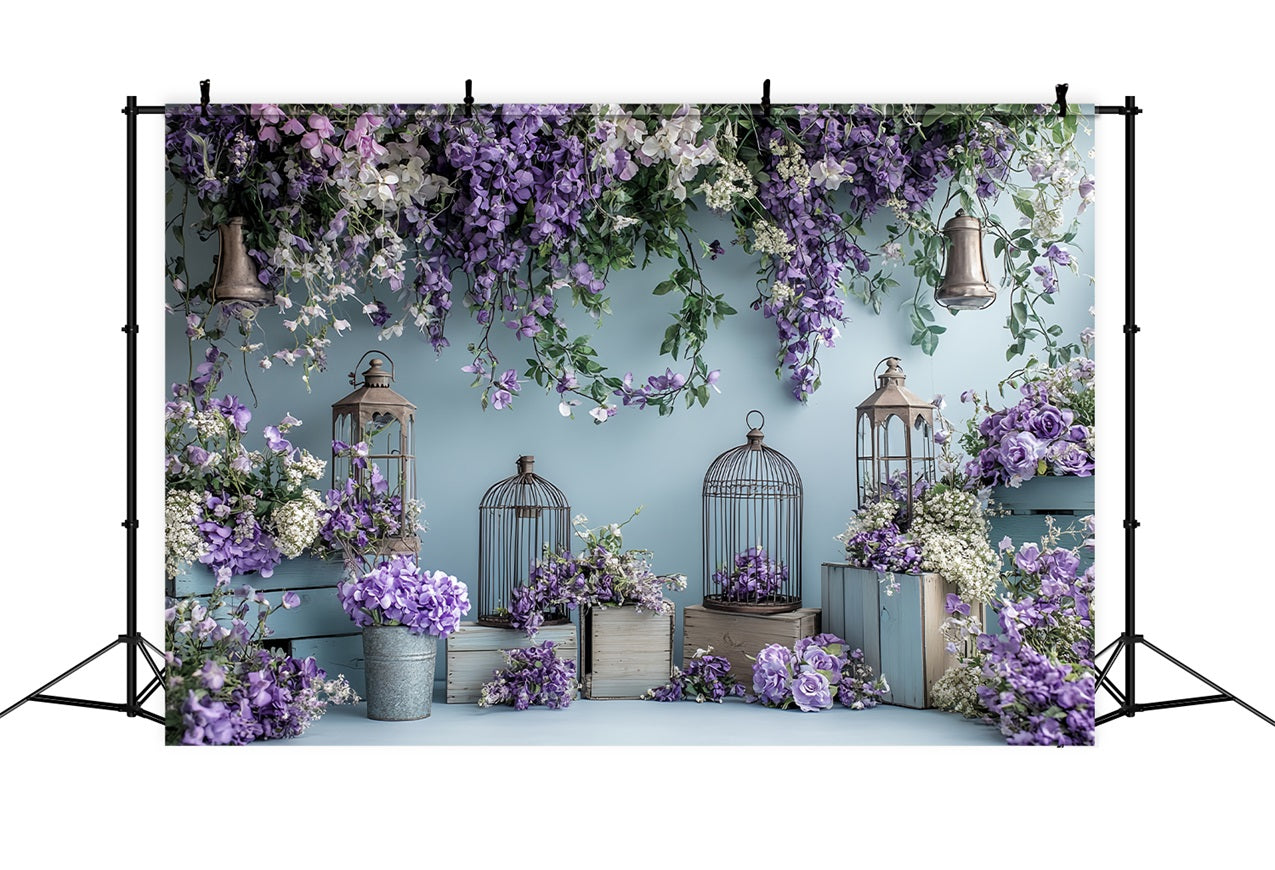 Spring Backdrops Photography Hanging Floral Beauty Lantern Backdrop UK LXX1-15