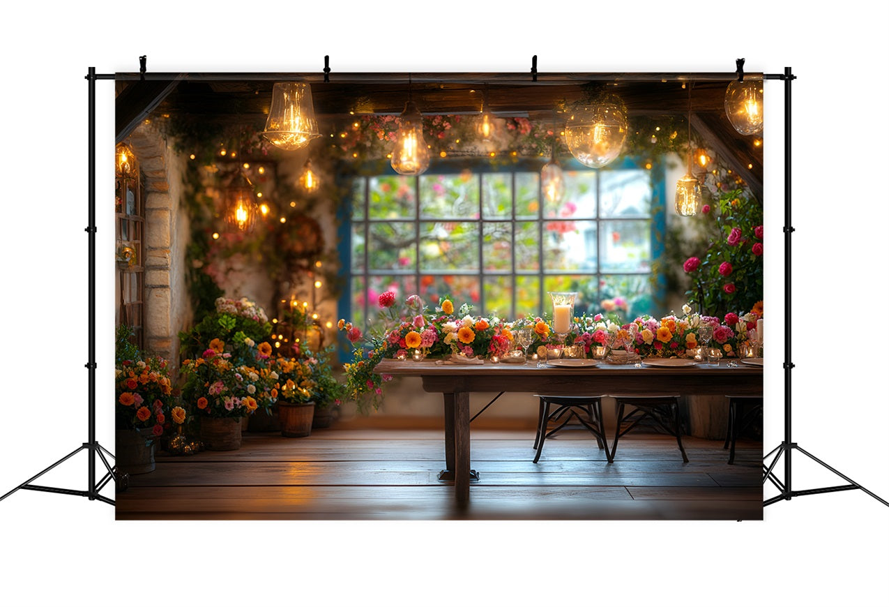 Spring Photo Backdrops Festive Flowers Candlelit Table Backdrop UK LXX1-152