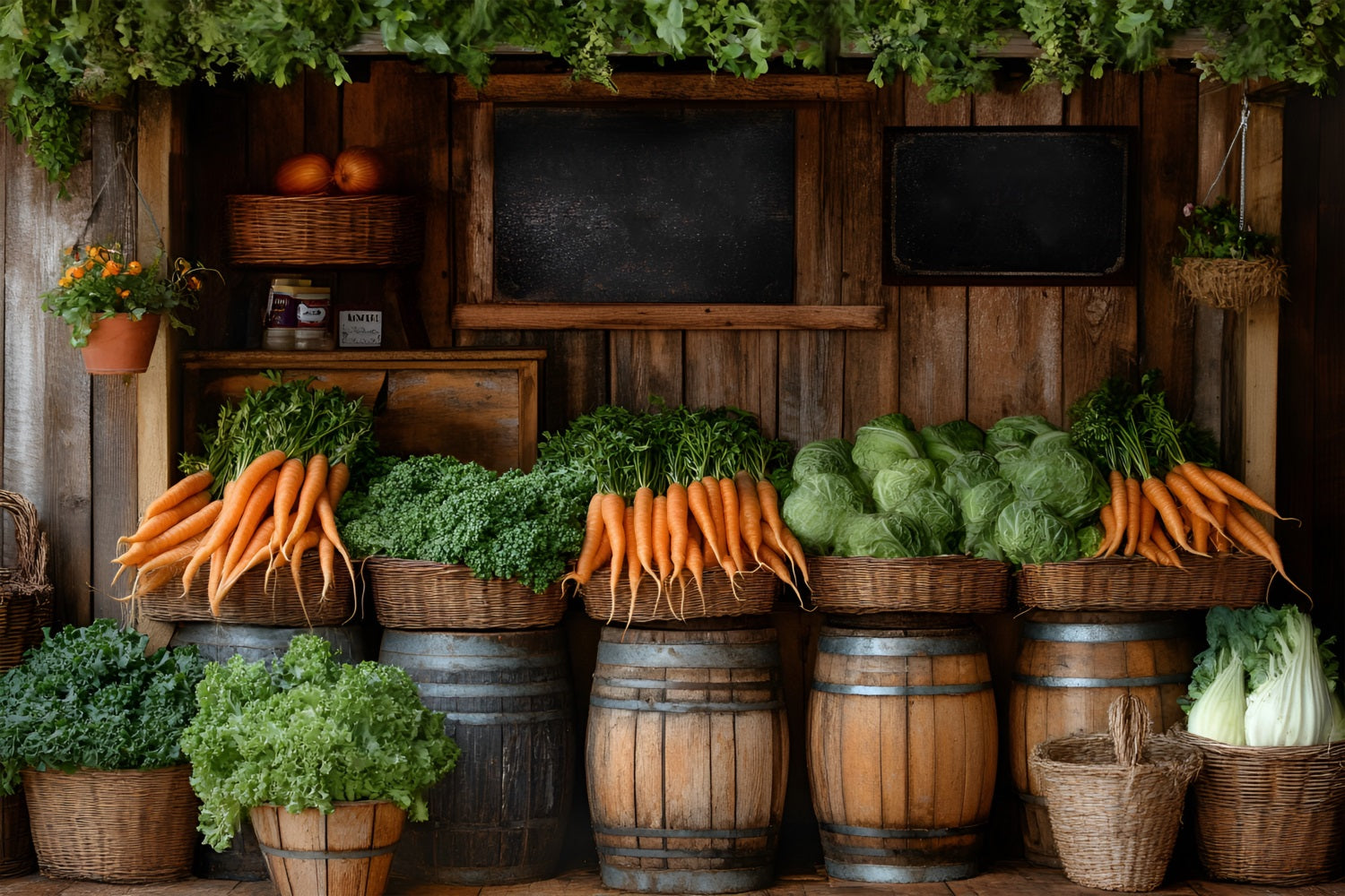 Photography Backdrops Spring Farmer's Barnyard Carrot Backdrop UK LXX1-154