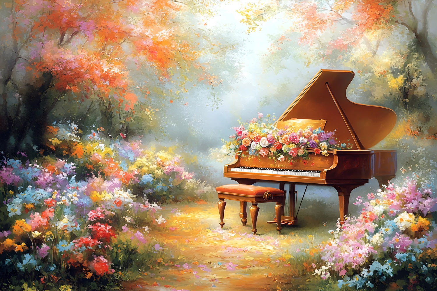 Backdrop Spring Garden Symphony Grand Piano Backdrop UK LXX1-155