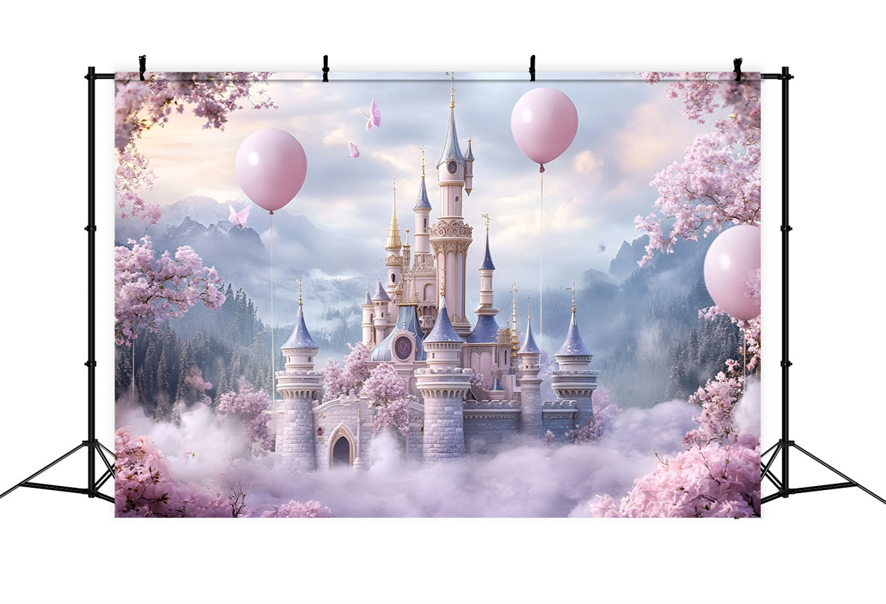 Spring Picture Backdrop Royal Castle Cherry Bloom Backdrop UK LXX1-159