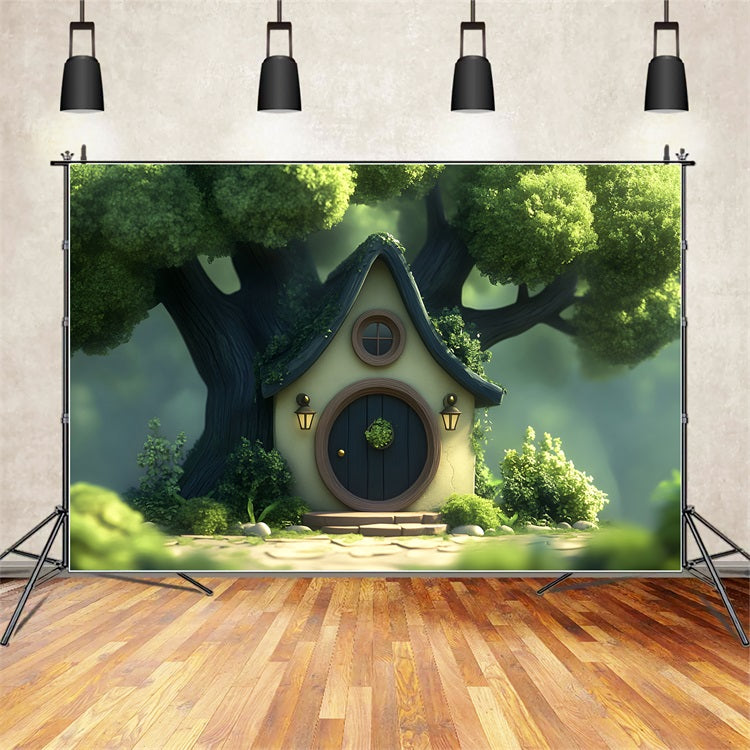 Spring Picture Backdrops Hidden Cottage Enchanted Woods Backdrop UK LXX1-161